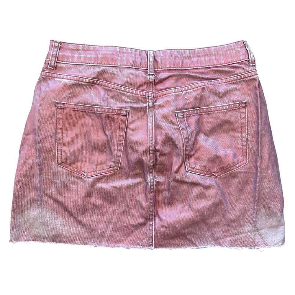 Topshop Moto Women’s Size 8 Pink Sparkle Metallic Mini Skirt White Denim